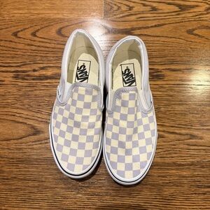 Vans Checkered Slip-On Shoes - Lavender and White